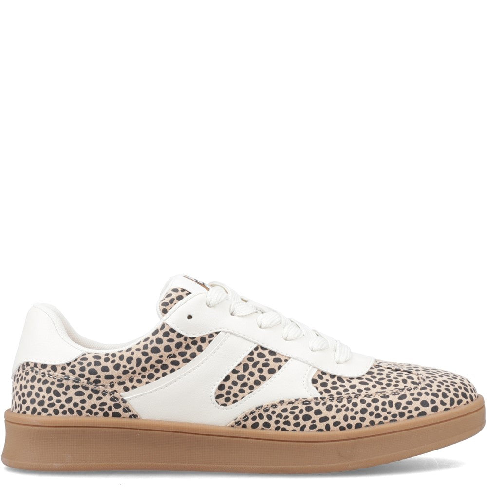 Ladies Sports Cheetah Hush Puppies Maura Textile Sneaker