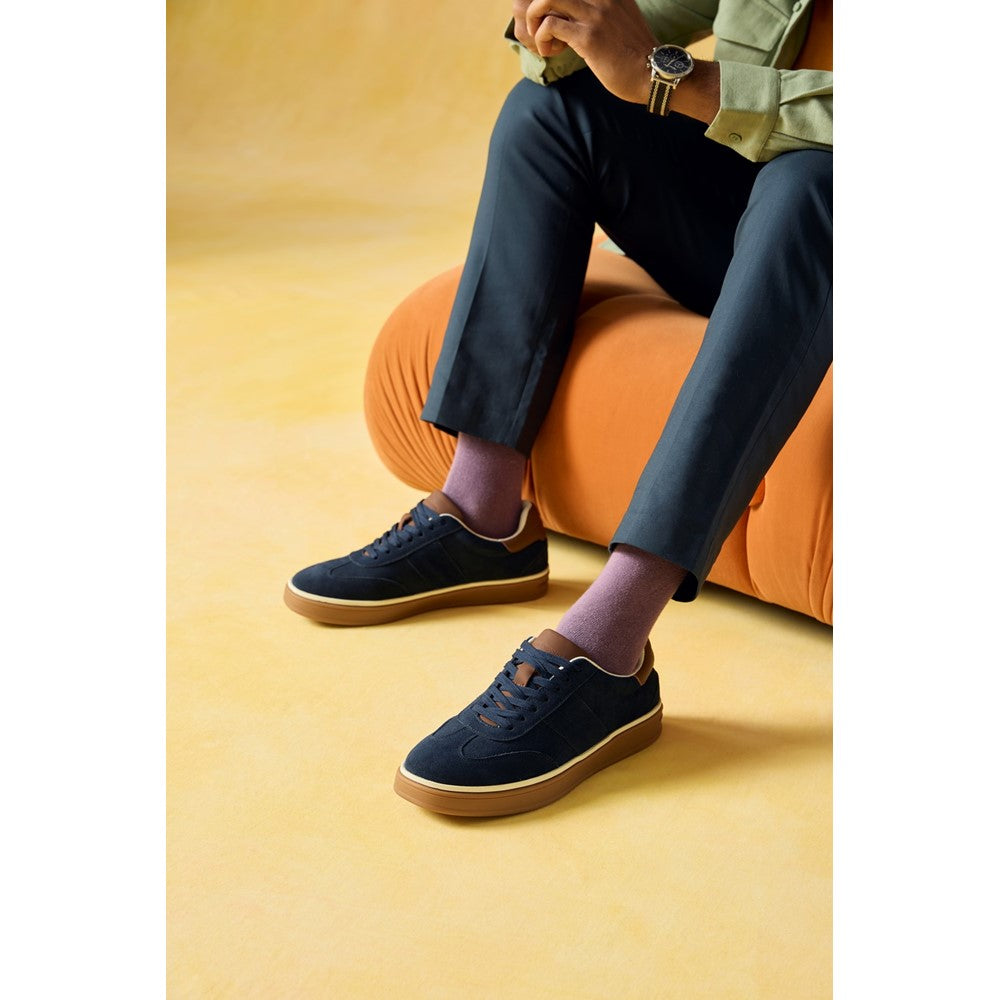 Mens Sports Navy Hush Puppies Carlos Suede Trainer