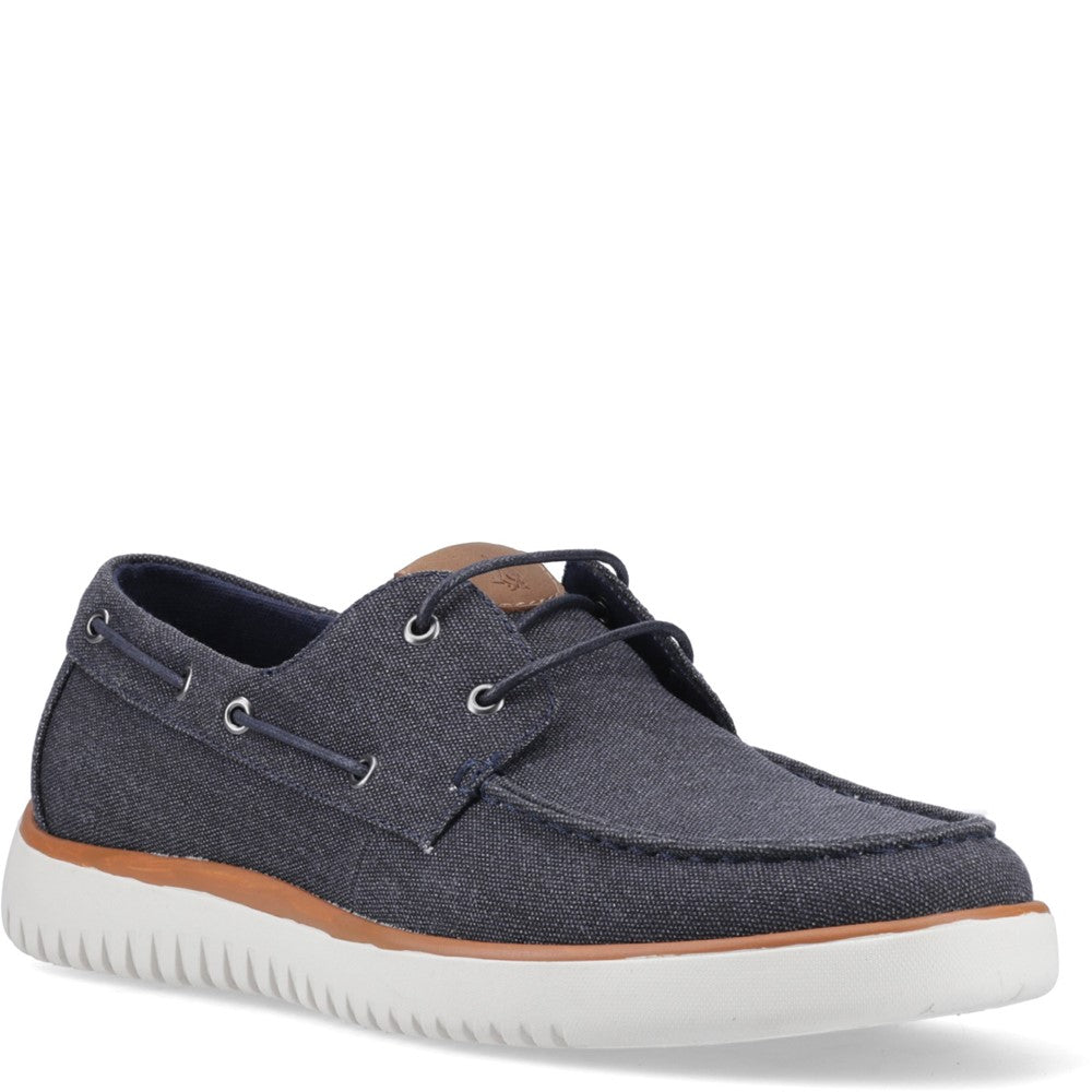 Lace Mens Summer Navy Hush Puppies Daniel Canvas Boat Shoe