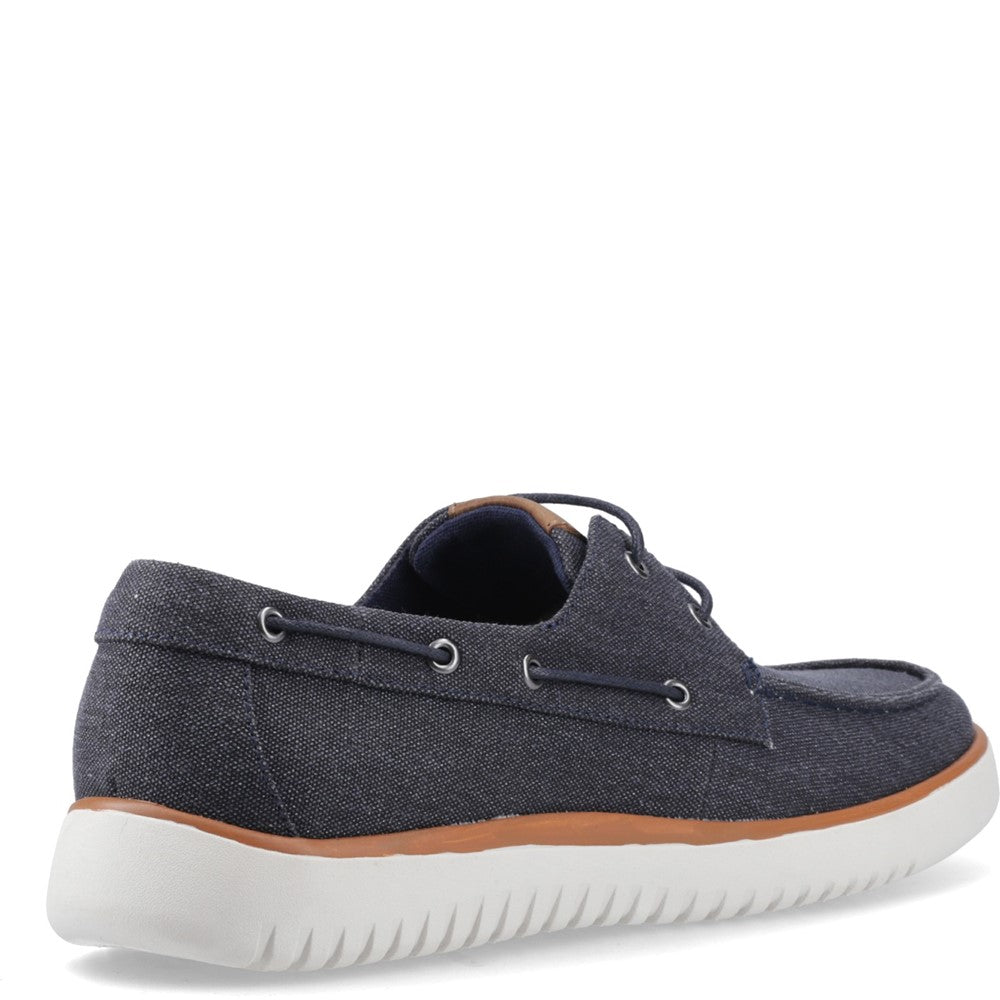 Lace Mens Summer Navy Hush Puppies Daniel Canvas Boat Shoe