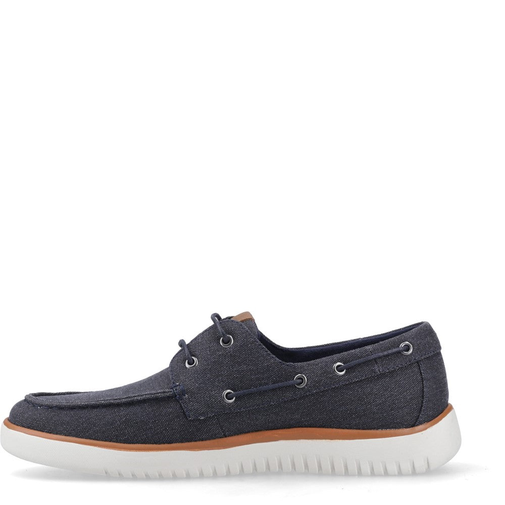 Lace Mens Summer Navy Hush Puppies Daniel Canvas Boat Shoe