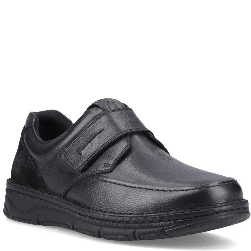 Mens Classic Touch Fastening Shoes Black Hush Puppies Forde Touch Fastening