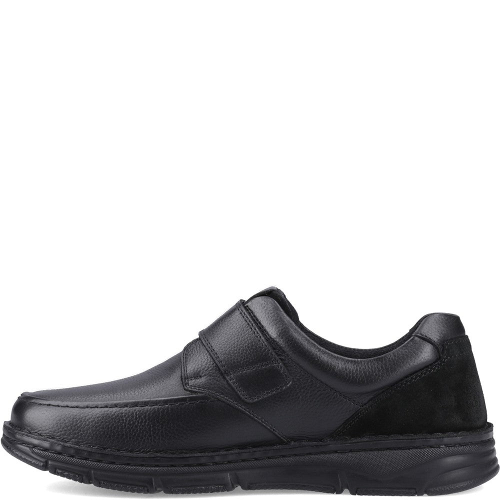 Mens Classic Touch Fastening Shoes Black Hush Puppies Forde Touch Fastening