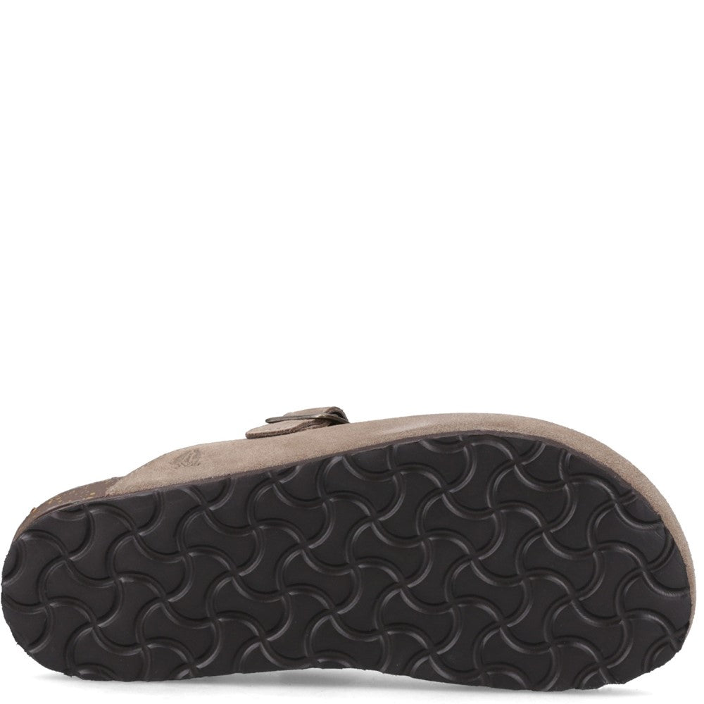 Sandal Mens Summer Taupe Hush Puppies Noel Suede Closed Sandal