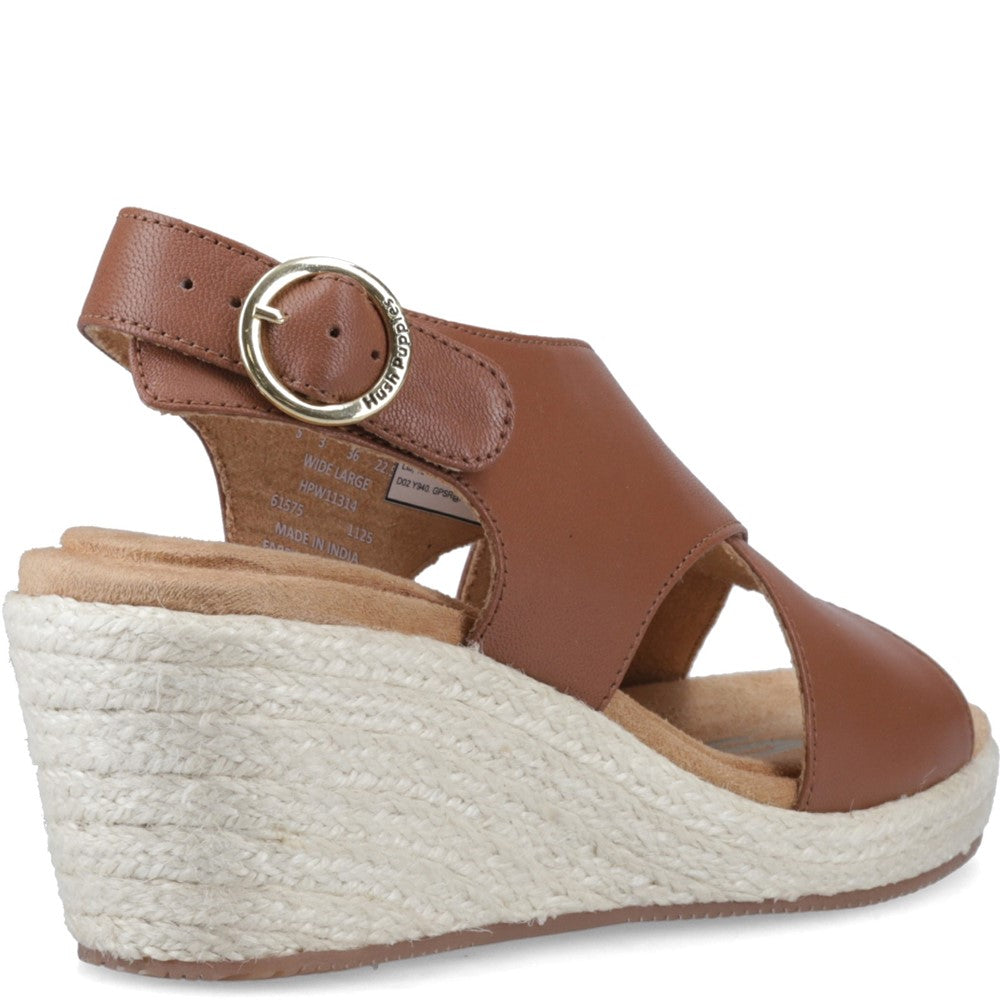 Ladies Heeled Sandals Tan Hush Puppies Willow Rattan Sandal