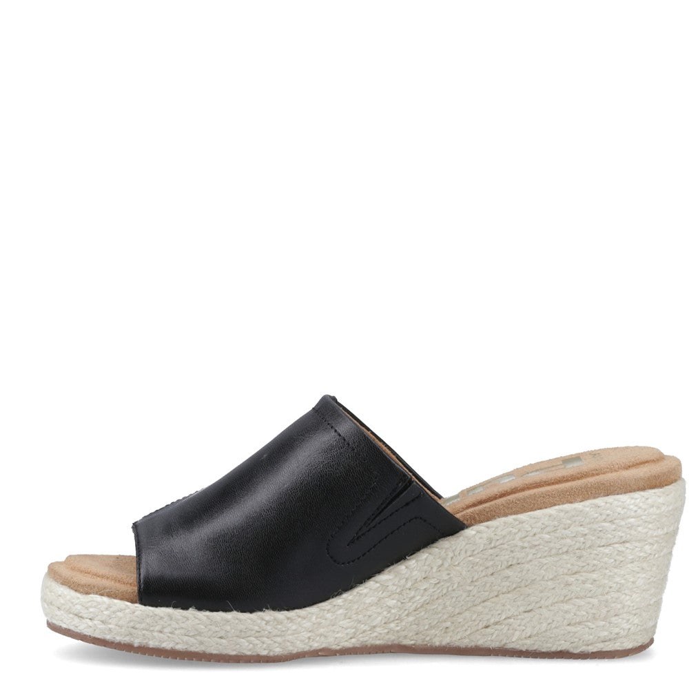 Ladies Heeled Sandals Black Hush Puppies Willow Rattan Slide