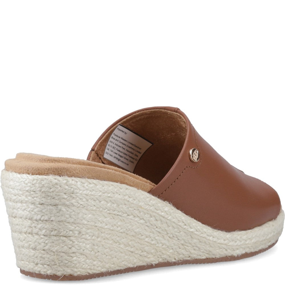 Ladies Heeled Sandals Tan Hush Puppies Willow Rattan Slide