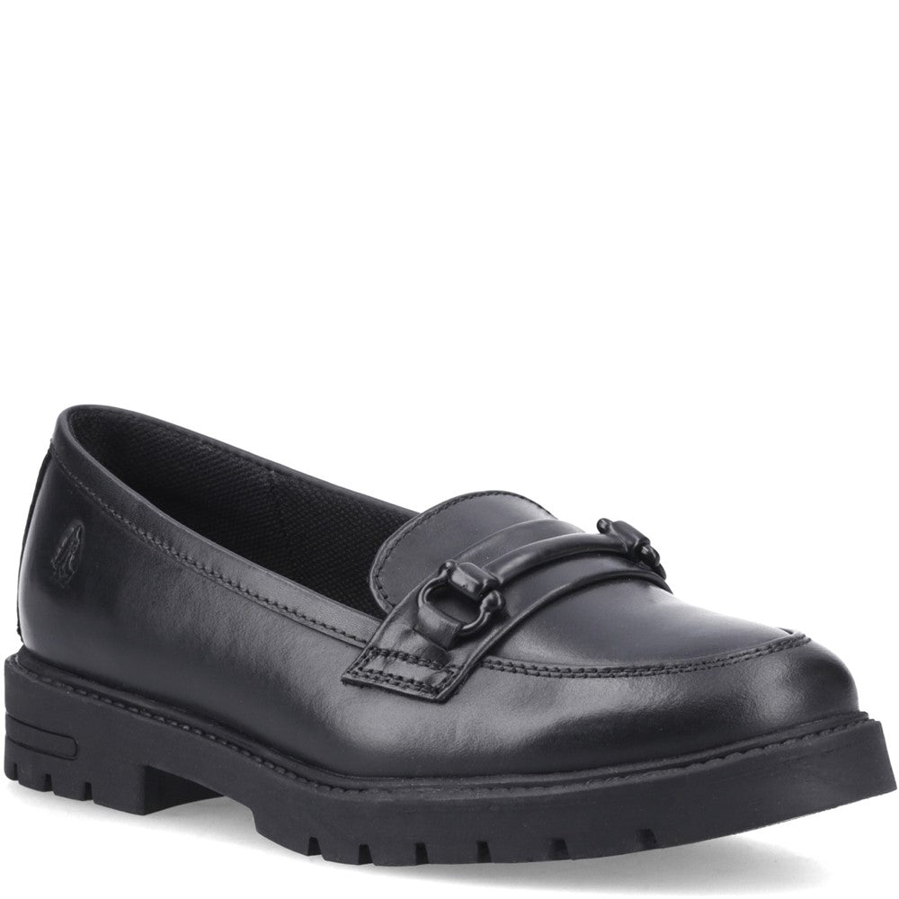 Girls BTS FLFR Black Hush Puppies HAZEL SNAFFLE LOAFER