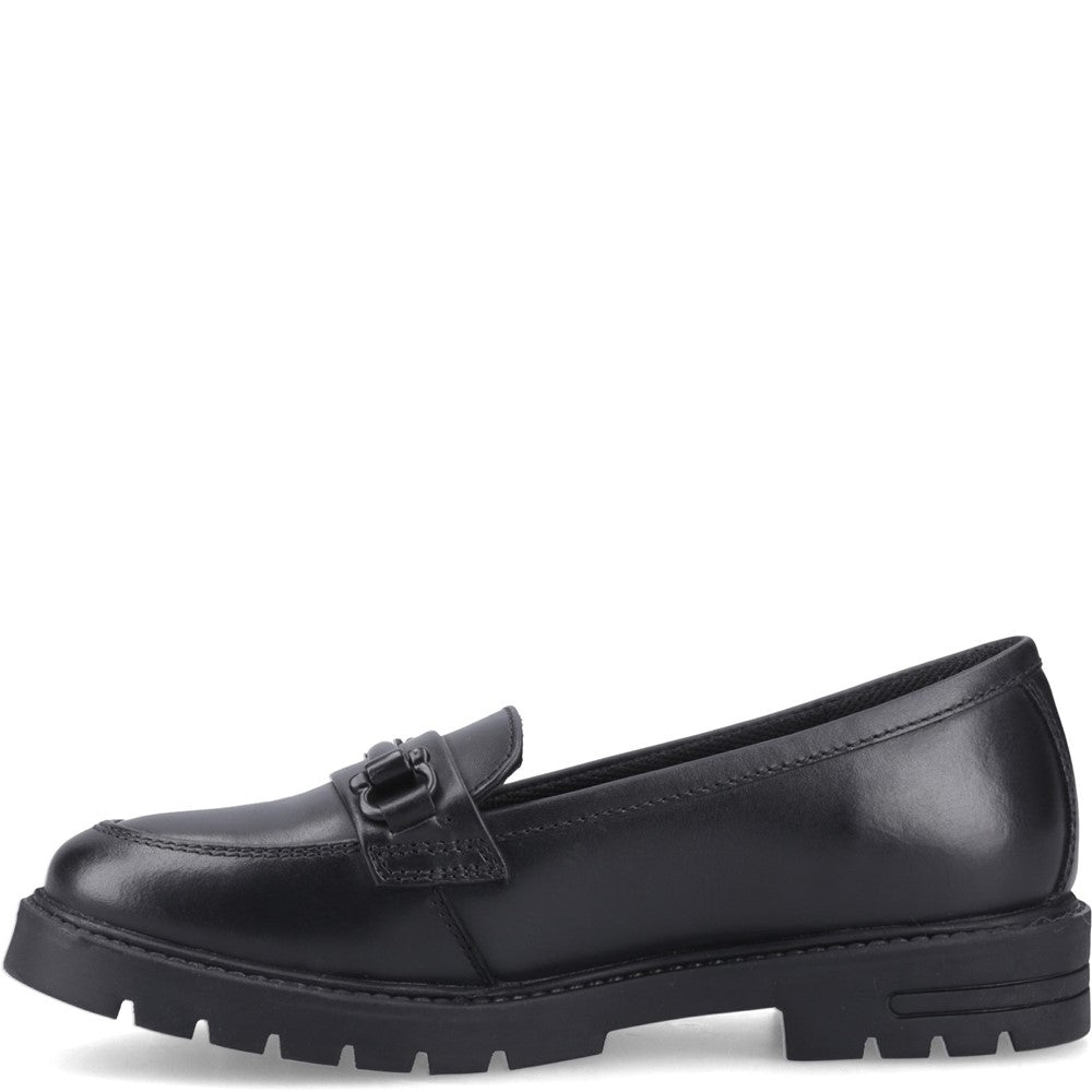 Girls BTS FLFR Black Hush Puppies HAZEL SNAFFLE LOAFER