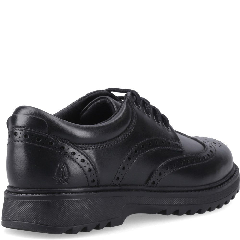 Boys BTS FLFR Black Hush Puppies ROMEO BROGUE SNR