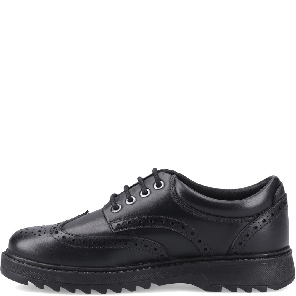 Boys BTS FLFR Black Hush Puppies ROMEO BROGUE SNR
