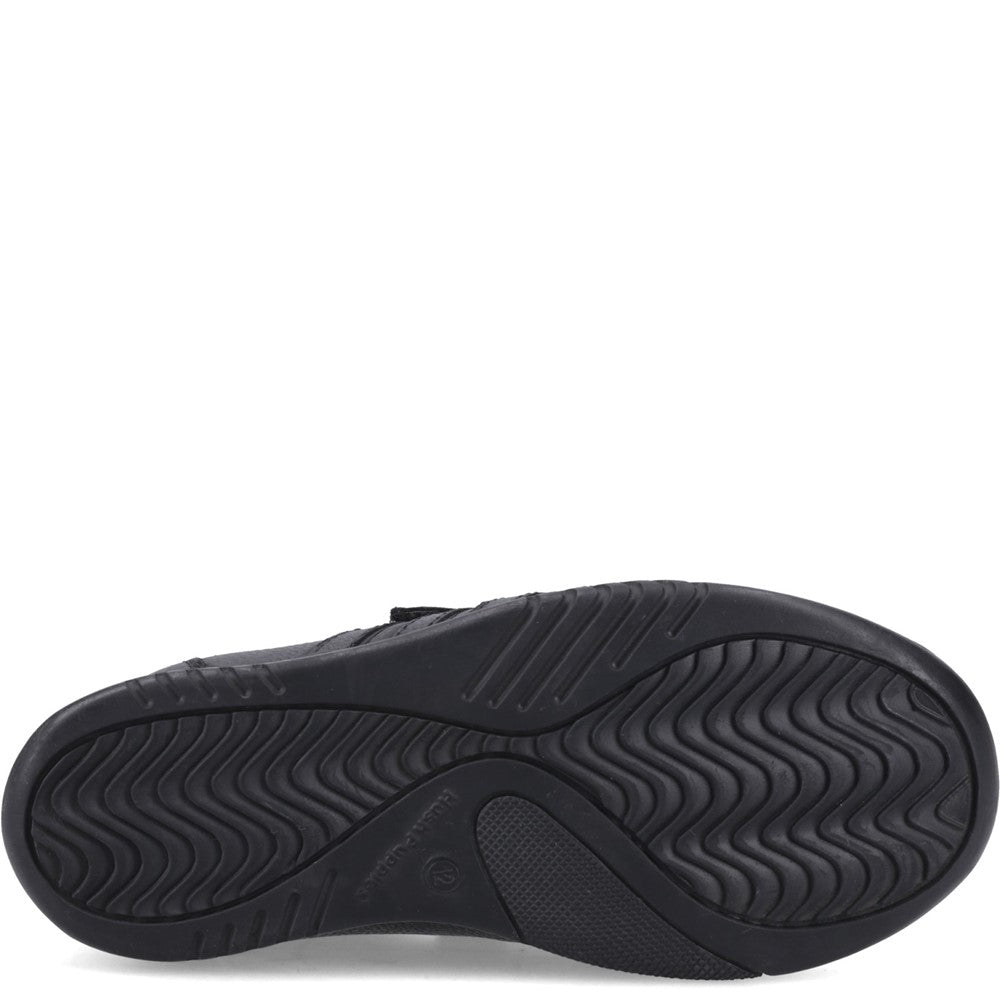 Boys BTS FLFR Black Hush Puppies JOSH TOUCH FASTEN 2 JNR