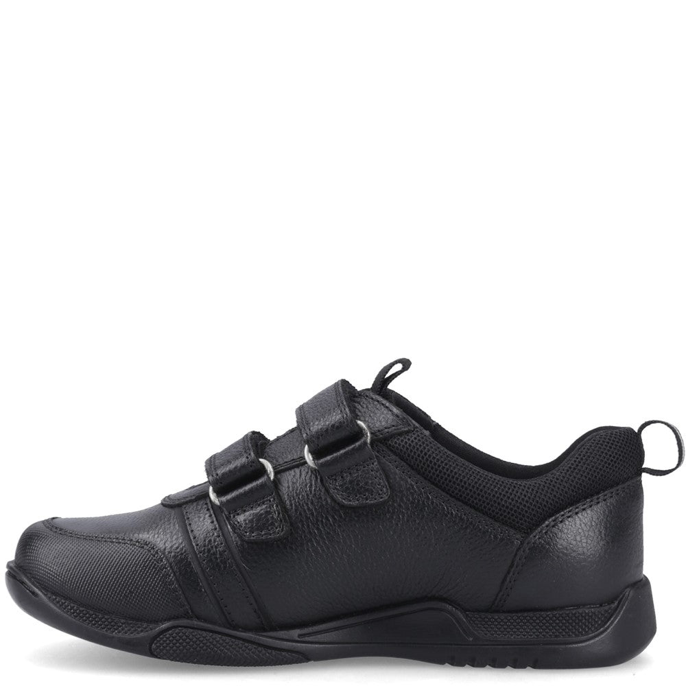 Boys BTS FLFR Black Hush Puppies JOSH TOUCH FASTEN 2 JNR