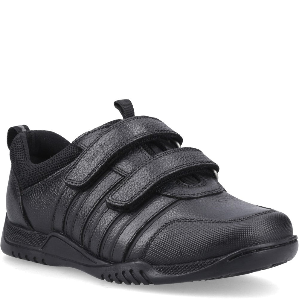 Boys BTS FLFR Black Hush Puppies JOSH TOUCH FASTEN 2 SNR