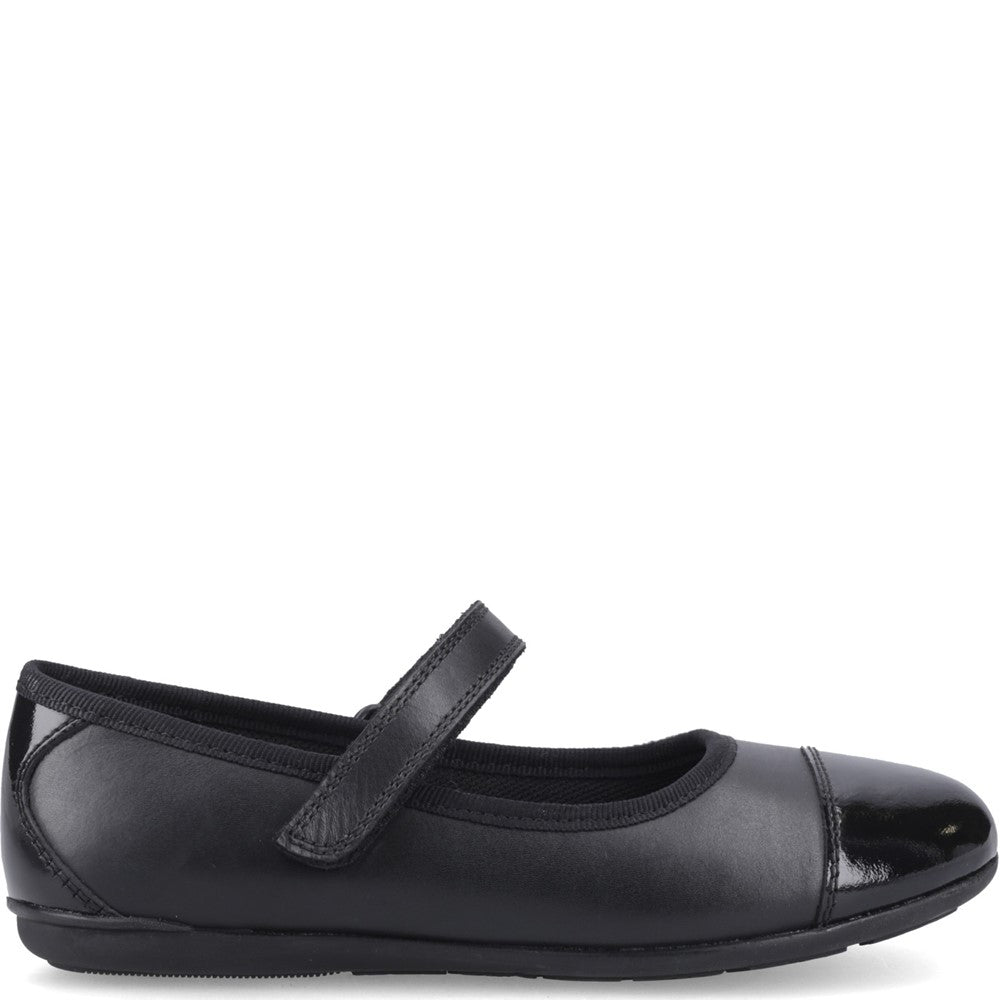 Girls BTS Black Hush Puppies LOTTIE BALLERINA JNR