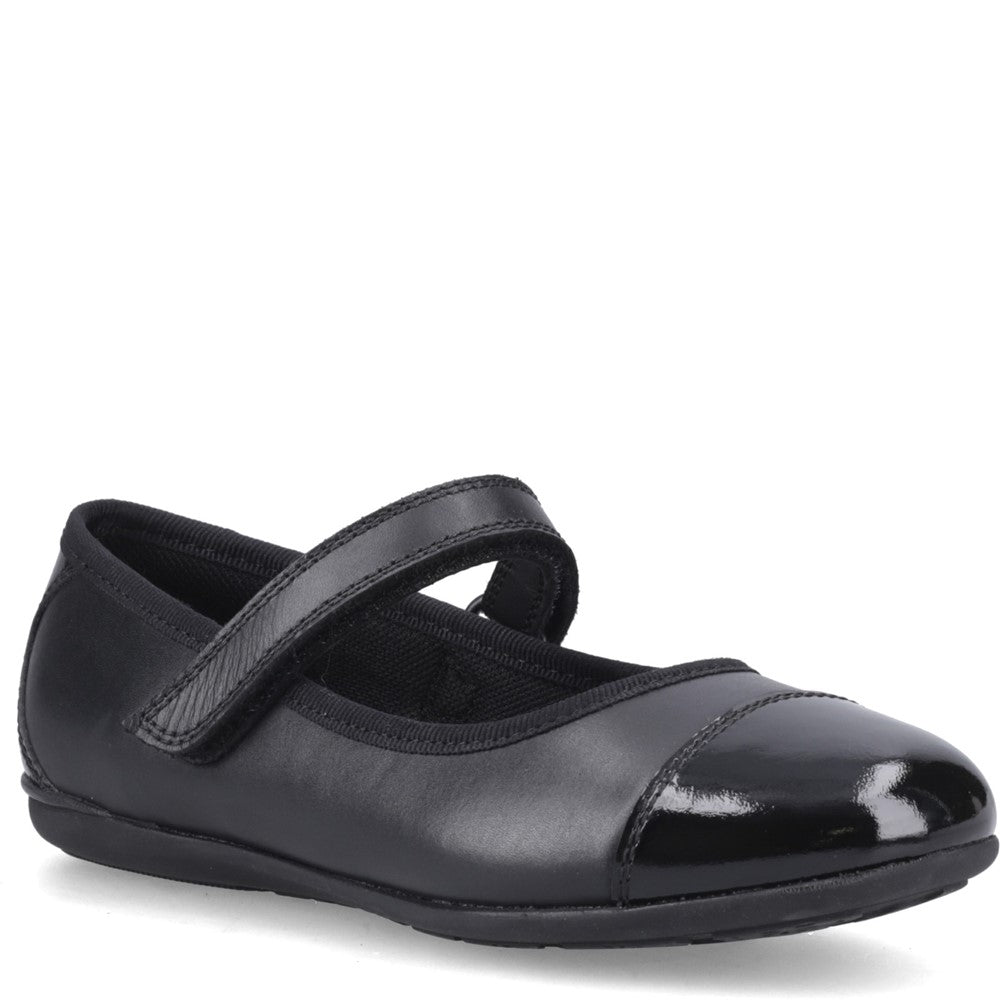 Girls BTS Black Hush Puppies LOTTIE BALLERINA SNR