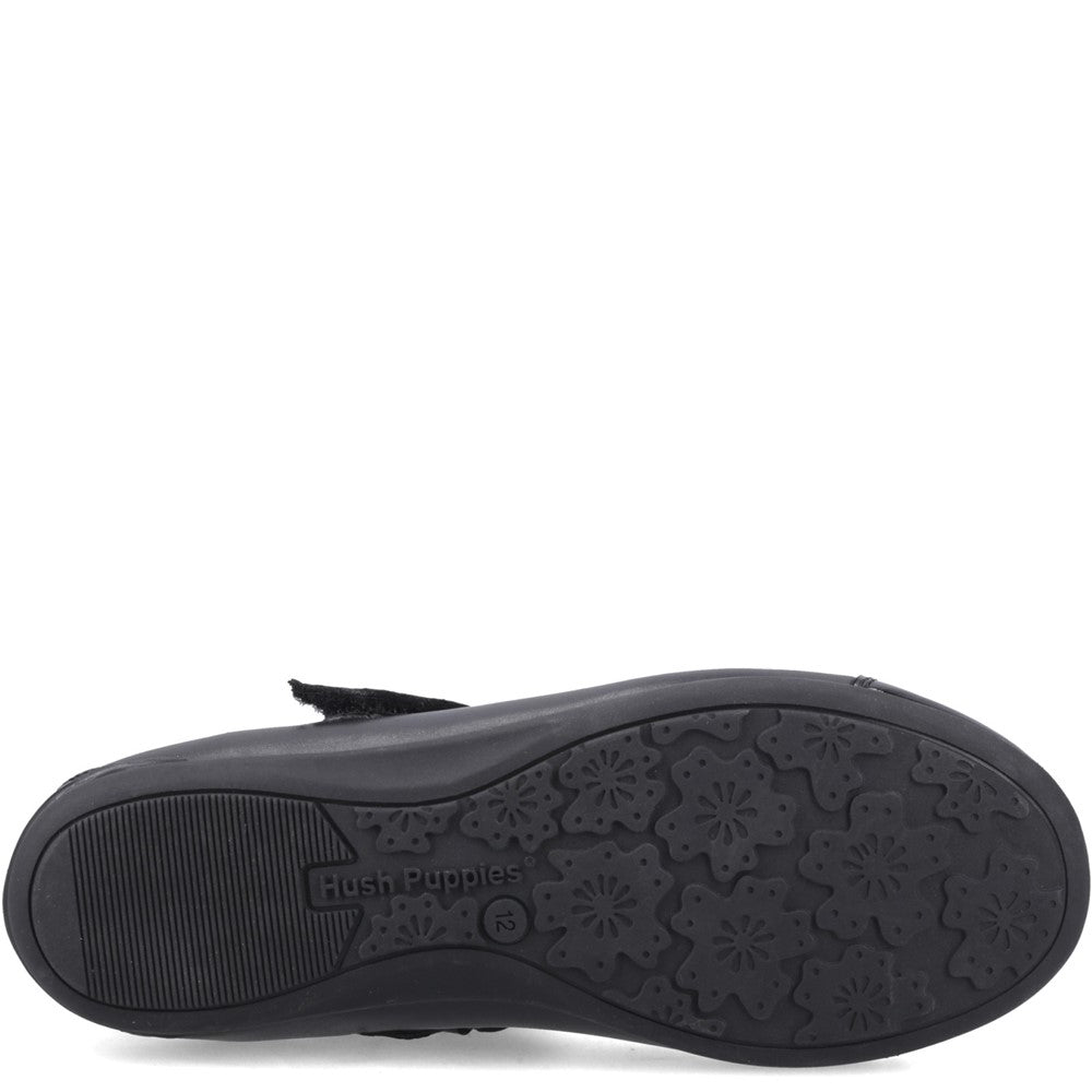 Girls BTS Black Hush Puppies LOTTIE BALLERINA SNR