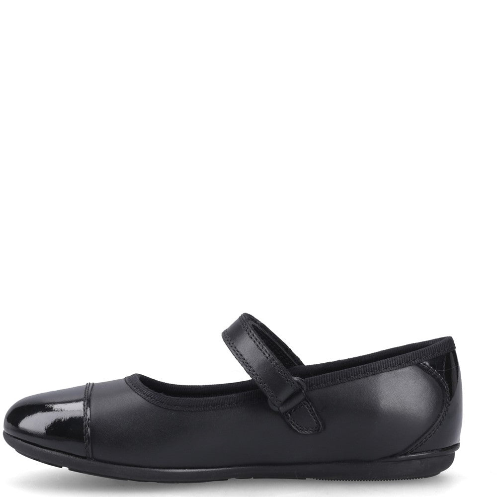 Girls BTS Black Hush Puppies LOTTIE BALLERINA SNR