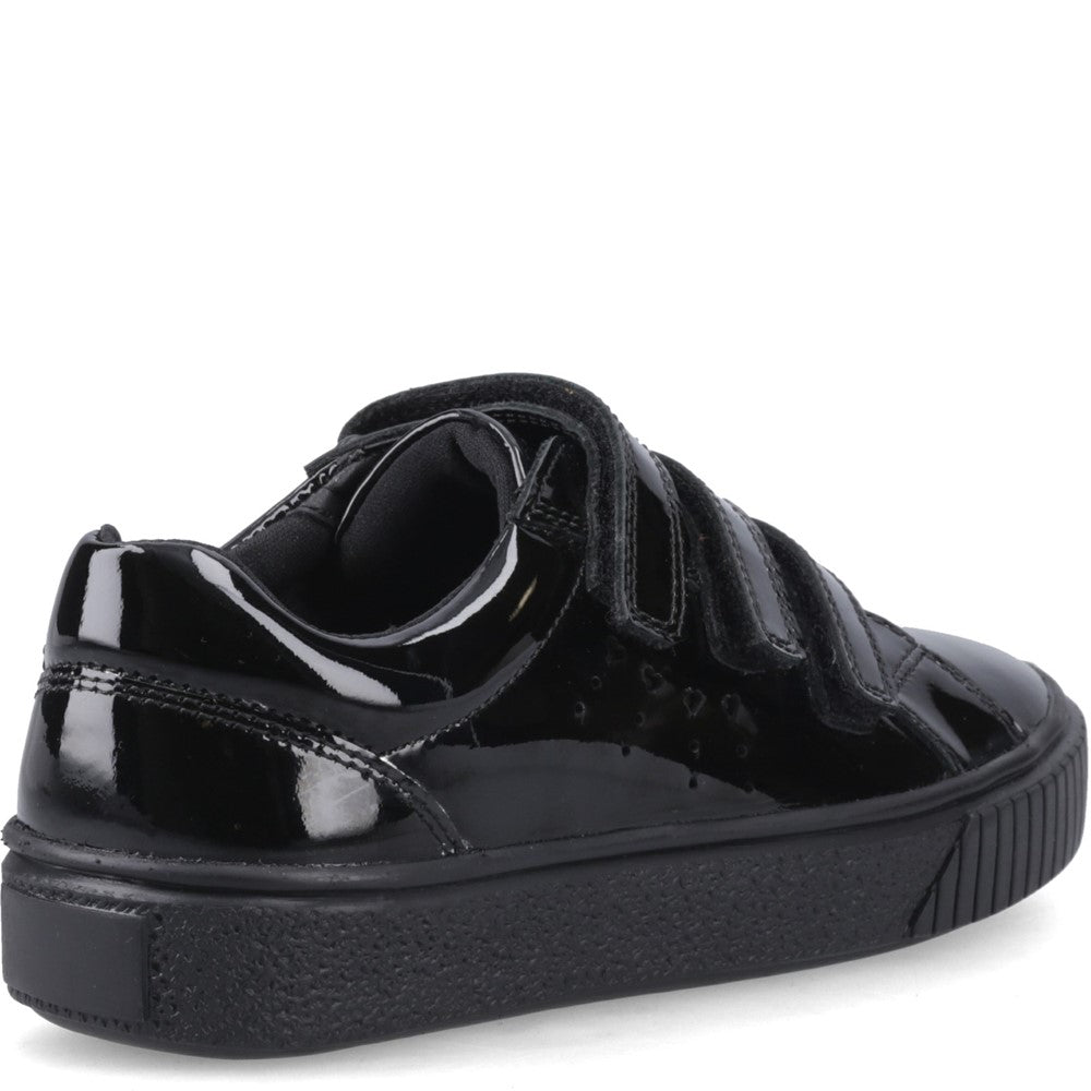 Girls BTS FLFR Black Hush Puppies ELSIE TOUCH FASTENING JN