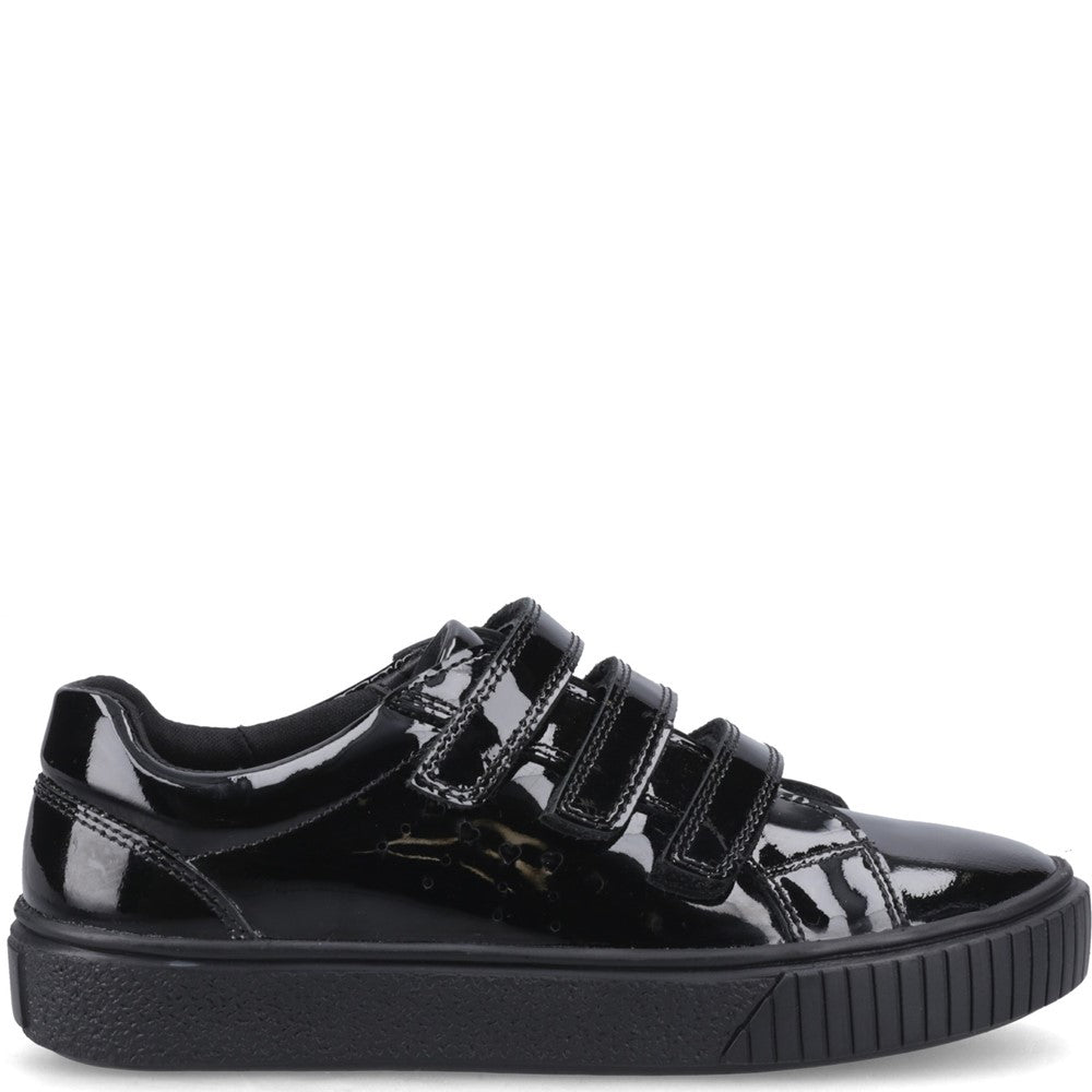 Girls BTS FLFR Black Hush Puppies ELSIE TOUCH FASTENING JN