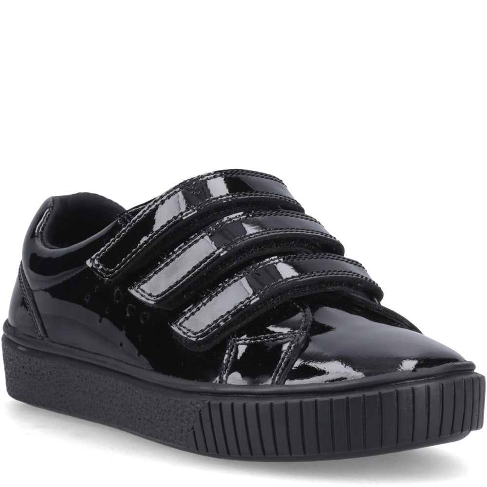 Girls BTS FLFR Black Hush Puppies ELSIE TOUCH FASTENING SN
