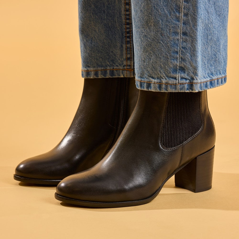 Ladies Ankle Boots Black Hush Puppies Camellia Heeled Boot
