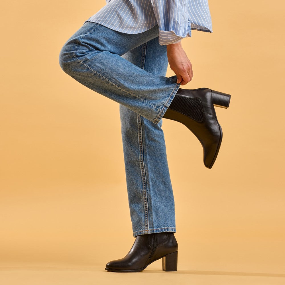 Ladies Ankle Boots Black Hush Puppies Camellia Heeled Boot