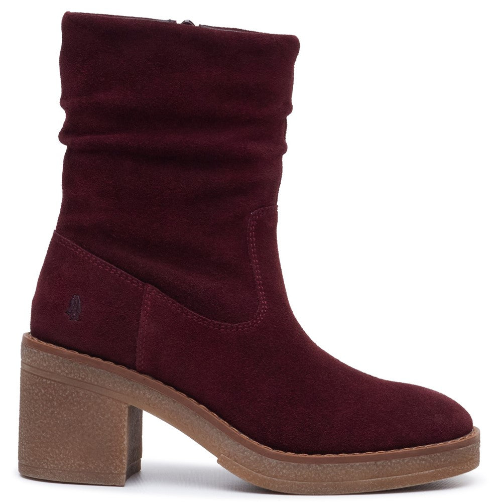 Ladies Mid Boot Plum Hush Puppies Flora Ruched Boot