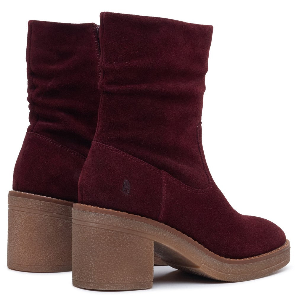 Ladies Mid Boot Plum Hush Puppies Flora Ruched Boot