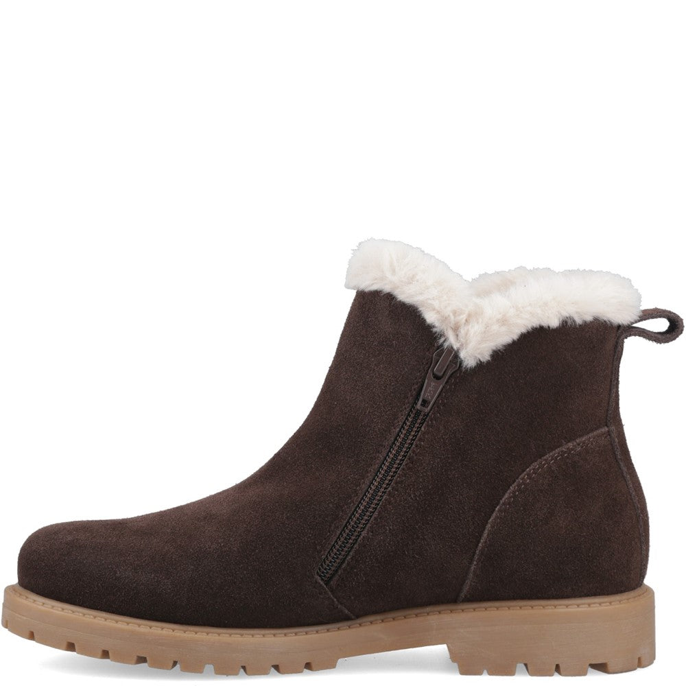Ladies Ankle Boots Chocolate Hush Puppies Hollis Zip Boot