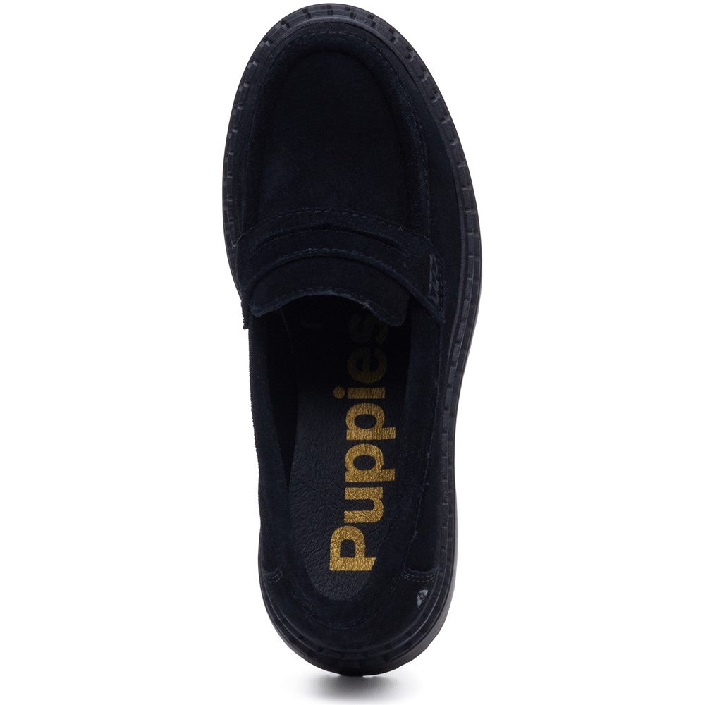 Slip On Ladies Shoes Black Suede Hush Puppies Odessa Loafer