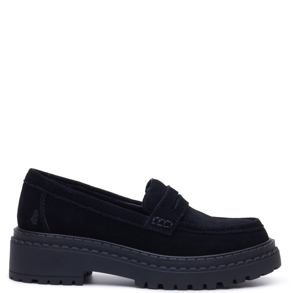 Slip On Ladies Shoes Black Suede Hush Puppies Odessa Loafer