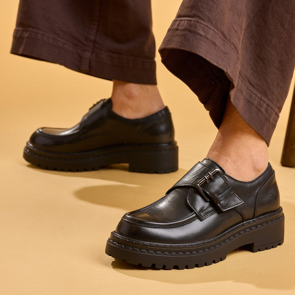 Lace Ladies Shoes Black Hush Puppies Orla Monk Shoe