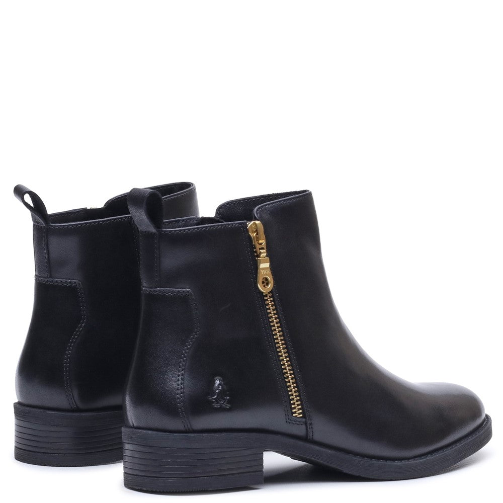Ladies Ankle Boots Black Hush Puppies Perry Zip Boot