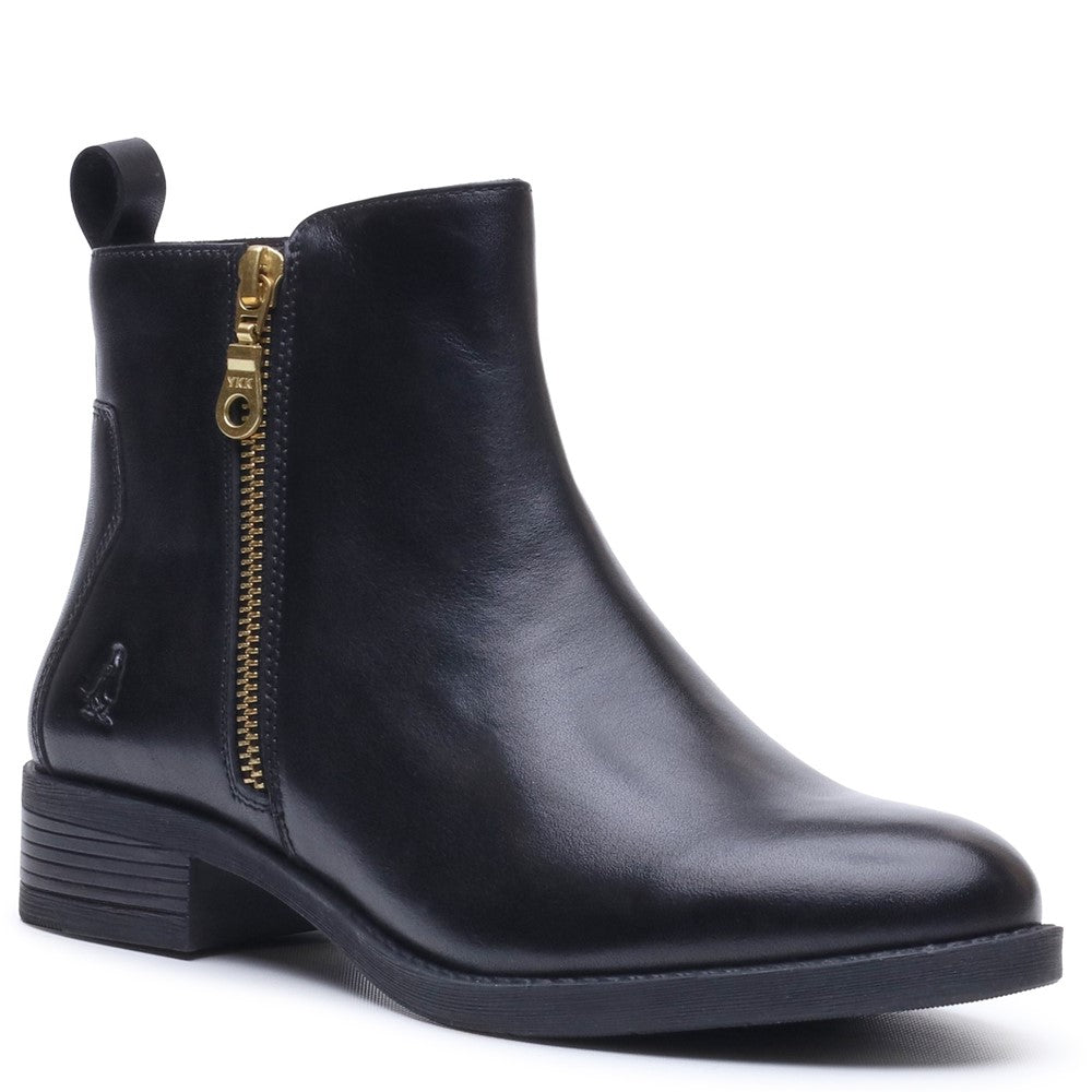 Ladies Ankle Boots Black Hush Puppies Perry Zip Boot