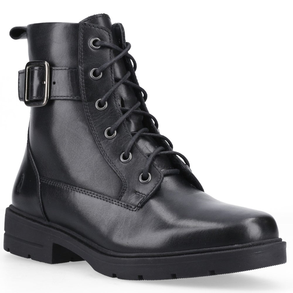 Ladies Long Boots Black Hush Puppies Teagan Biker Boot