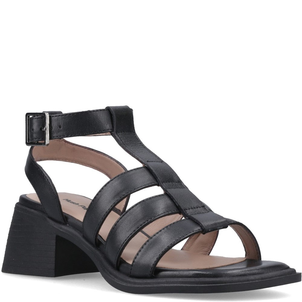 Ladies Heels Black Hush Puppies ZELDA GLADIATOR HEEL