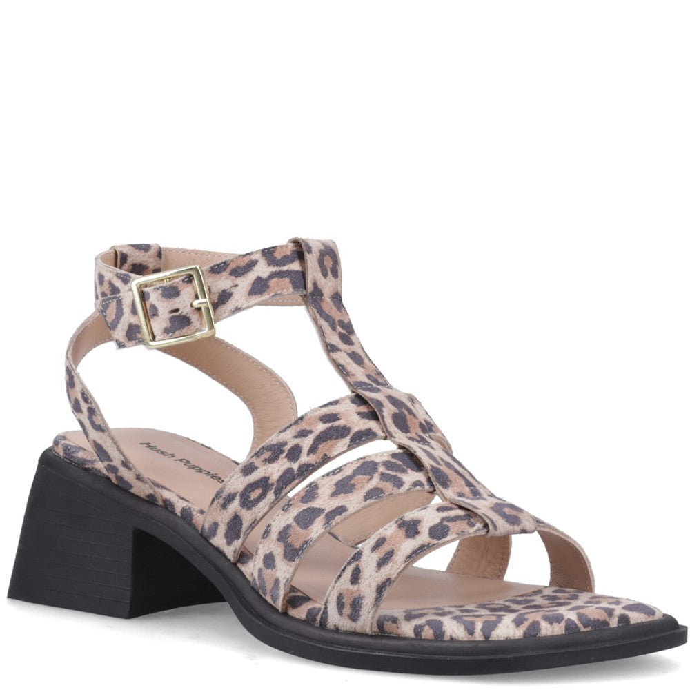 Ladies Heels Leopard Hush Puppies ZELDA GLADIATOR HEEL