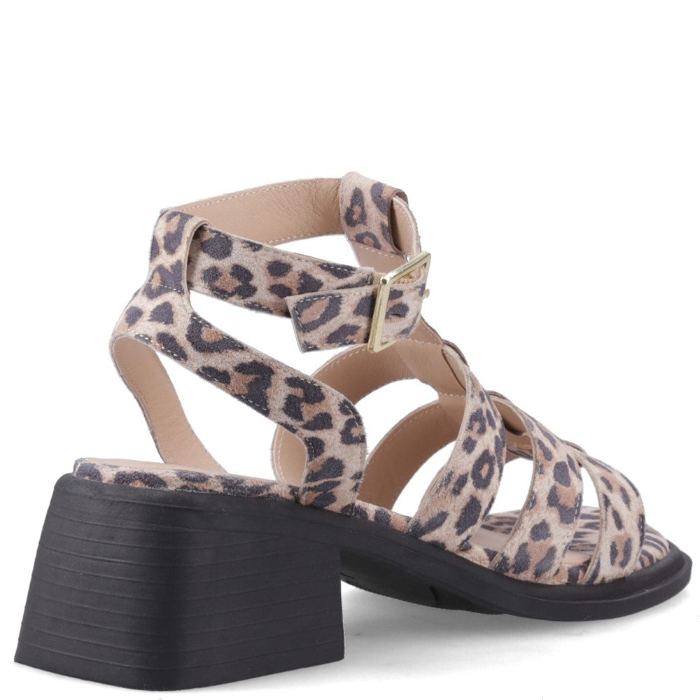 Ladies Heels Leopard Hush Puppies ZELDA GLADIATOR HEEL