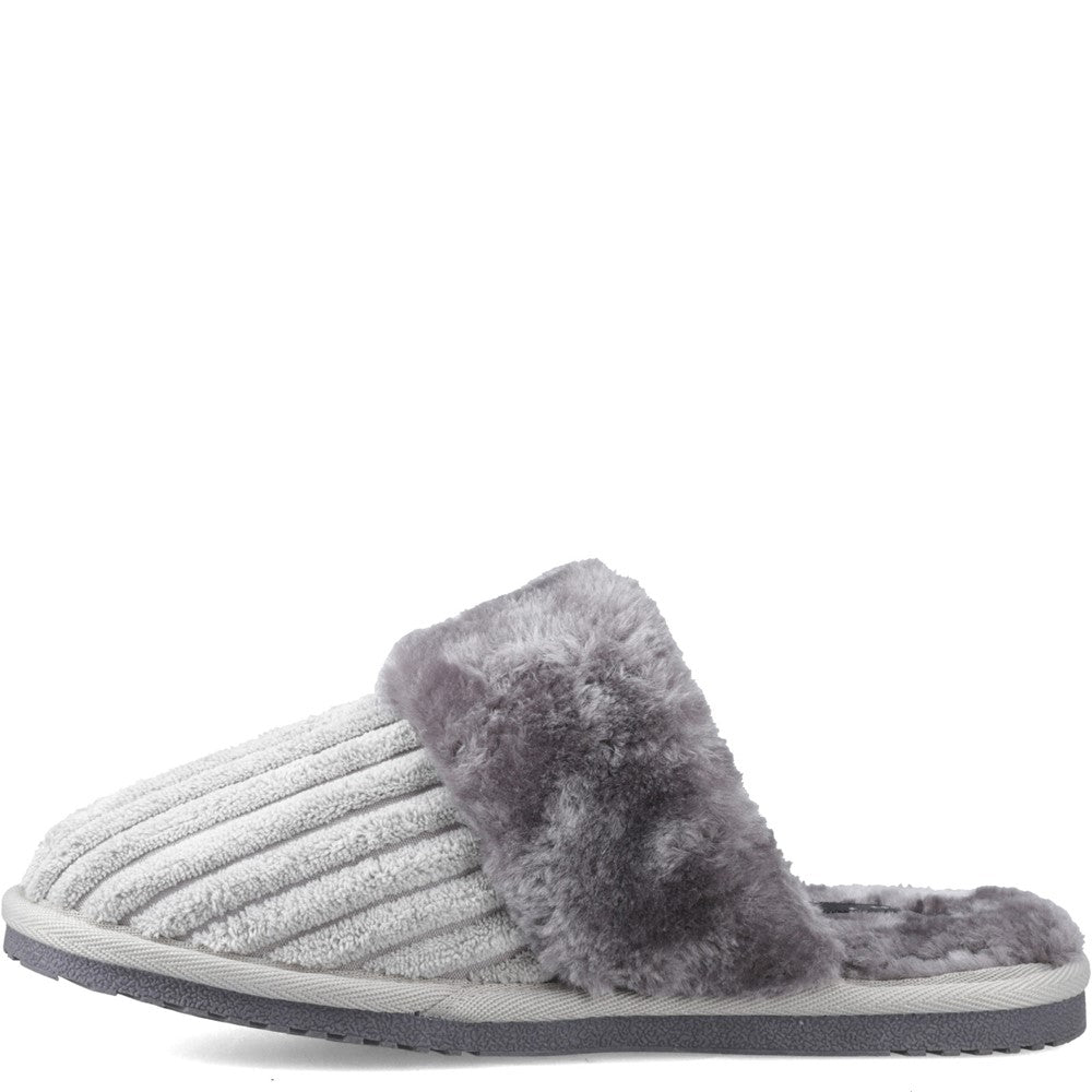 Classic Ladies Slippers Grey Hush Puppies Arianna Cord Slipper