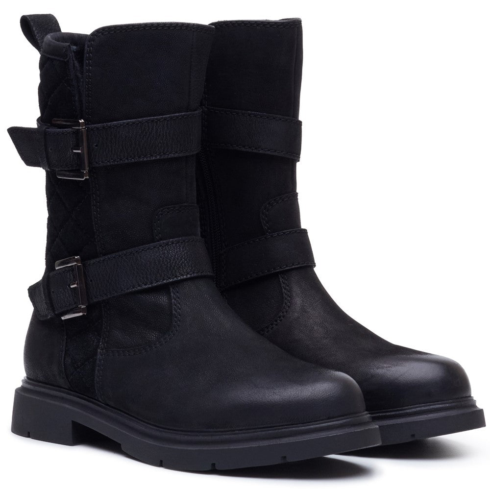 Ladies Mid Boot Black Hush Puppies Celine Buckle Boot