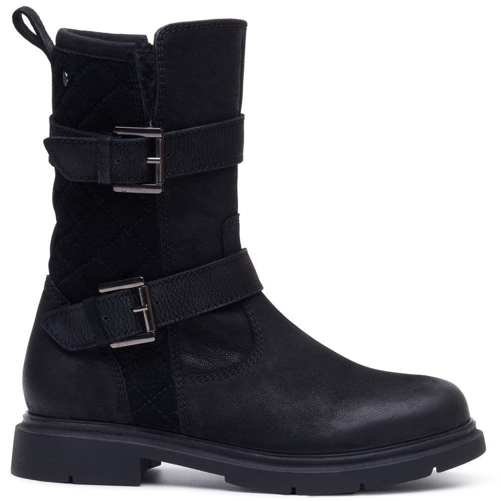 Ladies Mid Boot Black Hush Puppies Celine Buckle Boot