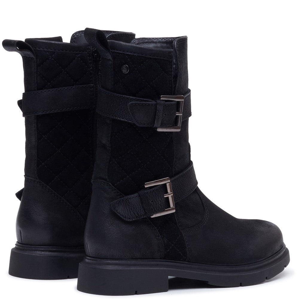 Ladies Mid Boot Black Hush Puppies Celine Buckle Boot