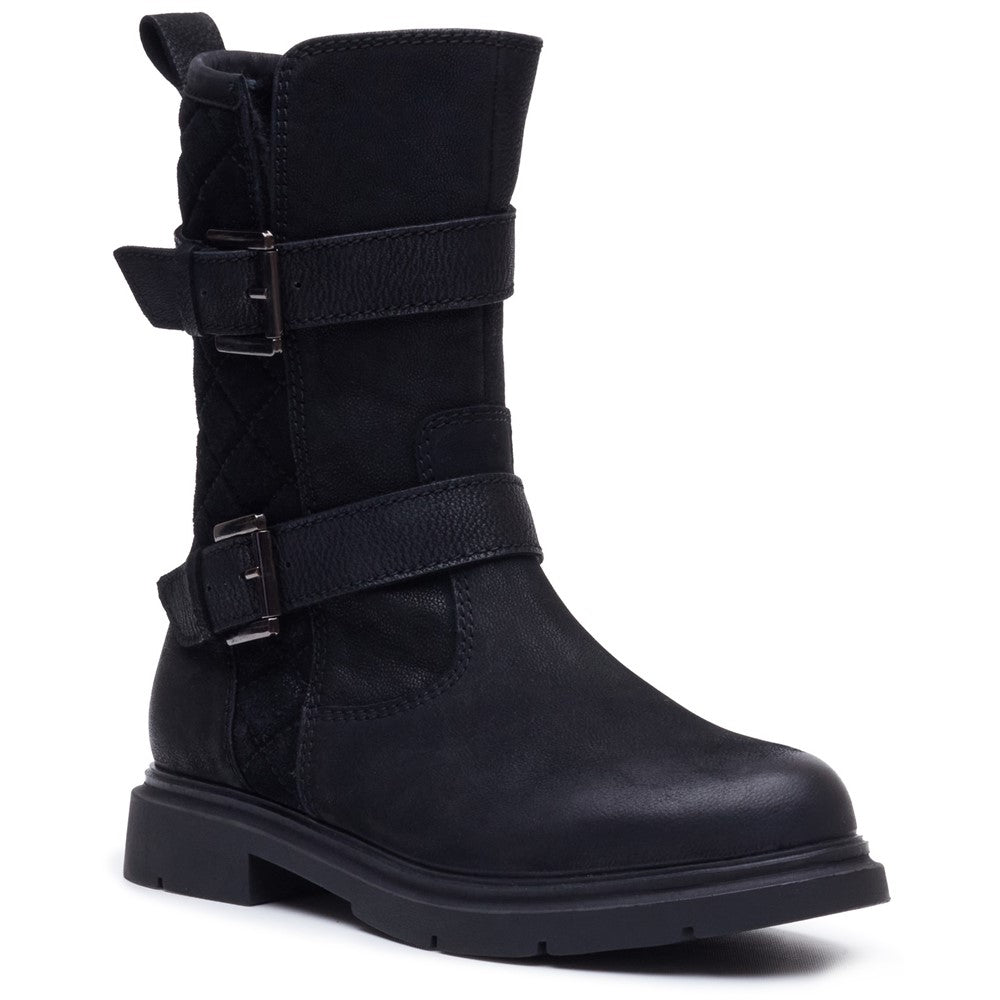 Ladies Mid Boot Black Hush Puppies Celine Buckle Boot