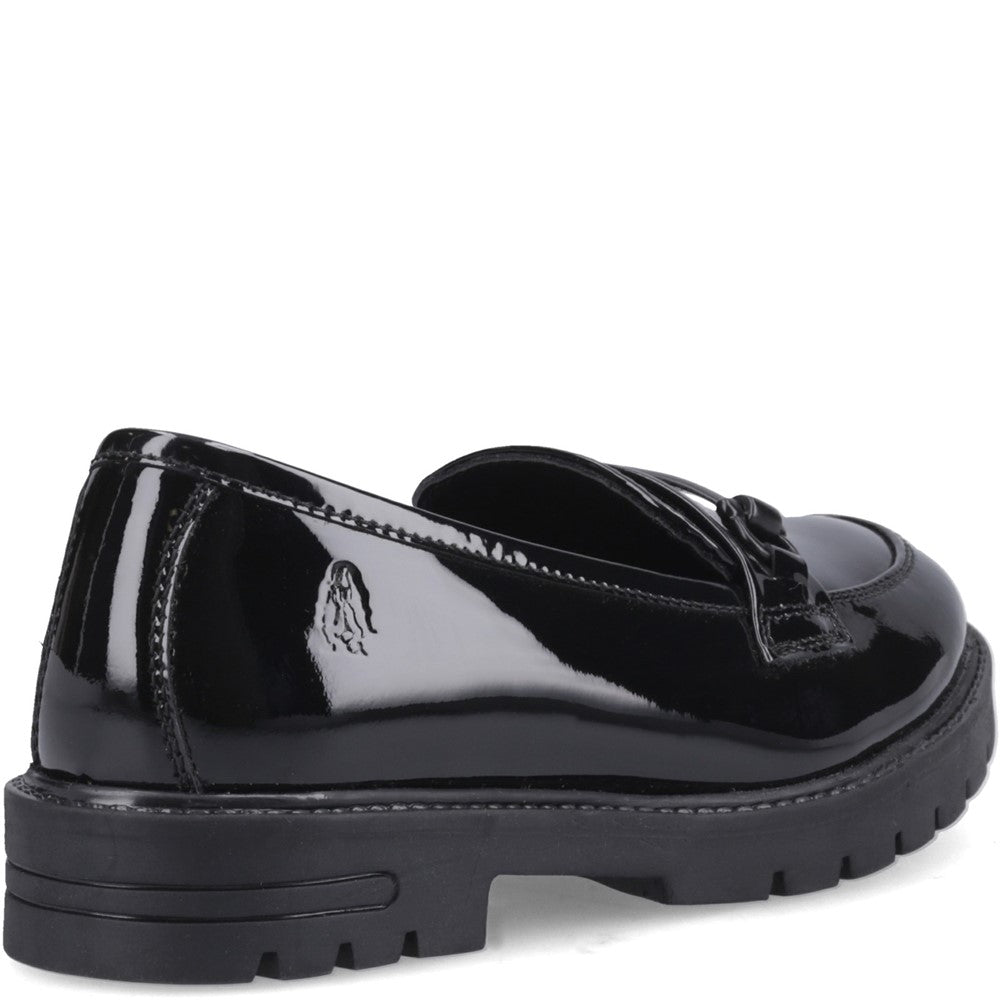 Girls BTS FLFR Black Hush Puppies Hazel Snaffle Patent