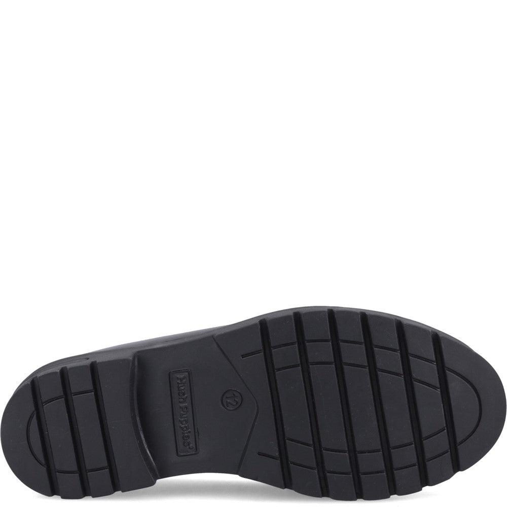 Girls BTS FLFR Black Hush Puppies Hazel Snaffle Patent