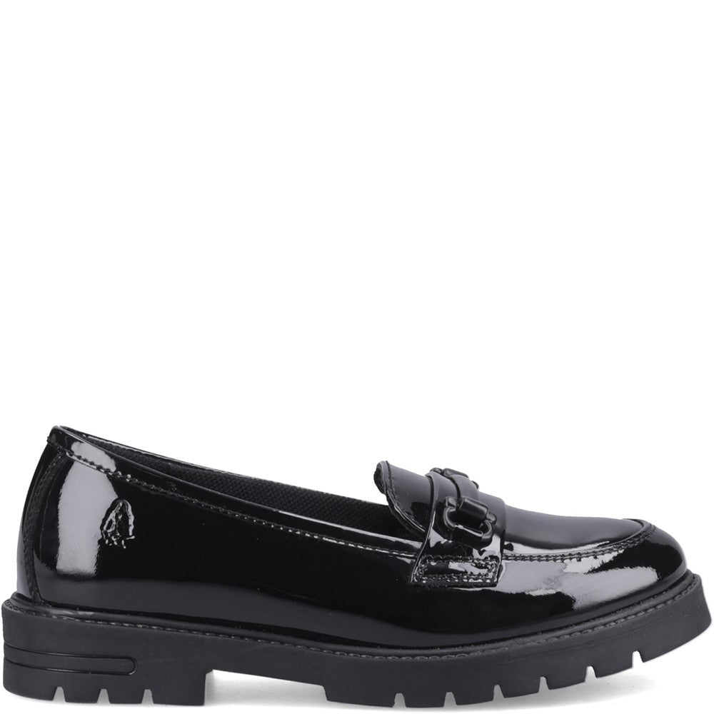 Girls BTS FLFR Black Hush Puppies Hazel Snaffle Patent