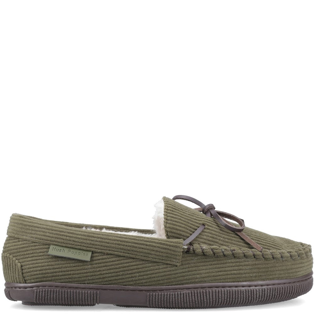 Classic Mens Slippers Khaki Hush Puppies Ace Cord Slipper