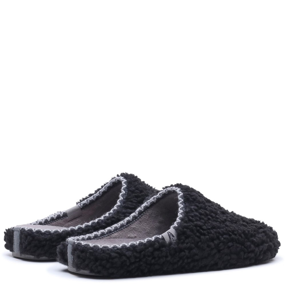 Classic Mens Slippers Black Hush Puppies Good Teddy Slipper