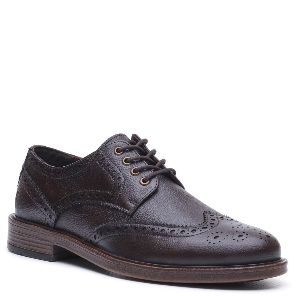 Mens Formal Lace Up Shoes Brown Hush Puppies Isaac Brogue